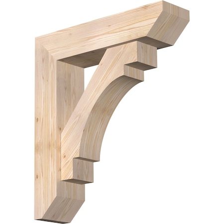 Ekena Millwork Merced Slat Smooth Bracket w/ Offset Brace, Douglas Fir, 7 1/2"W x 30"D x 34"H BKT0806X30X34MRC06SDF